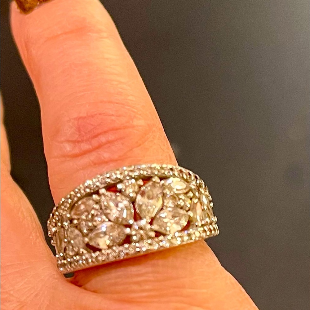 Diamonique ring- platinum clad